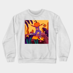 Halloween Pumpkin Skater Crewneck Sweatshirt